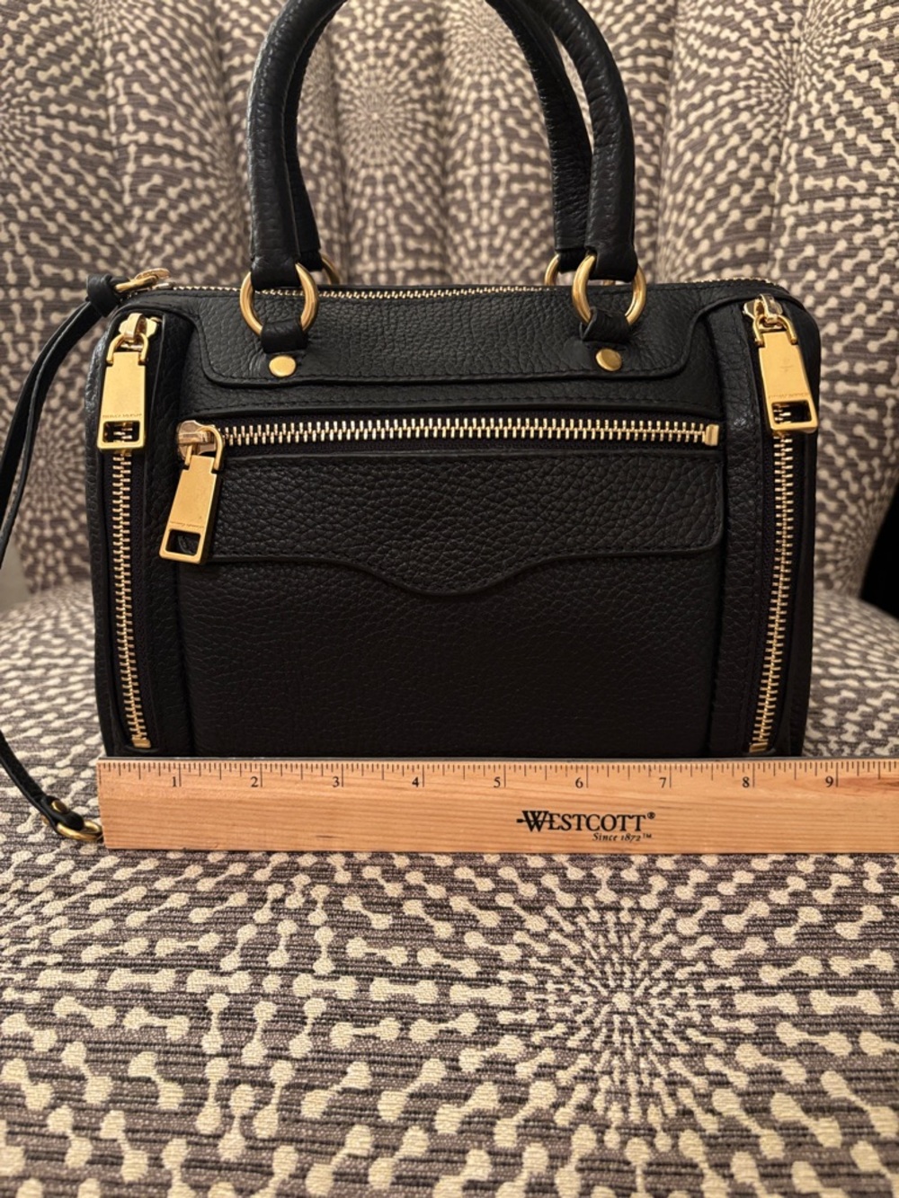 Rebecca Minkoff Mab Black Leather Small Speedy Top Handle Satchel Bag w/ Strap - Picture 7 of 16